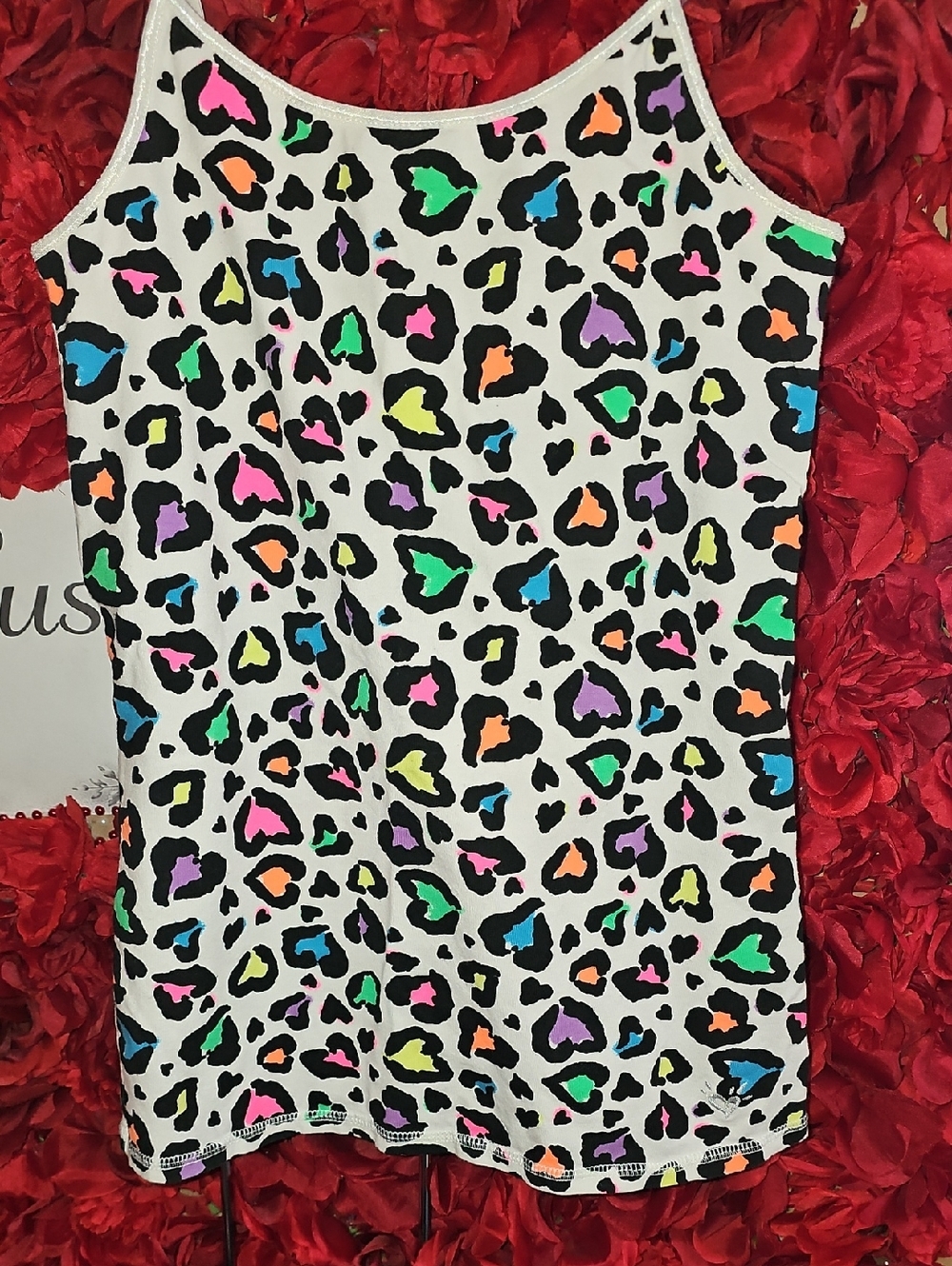 Justice White Girls Neon Animal Print Tank Top Size 16